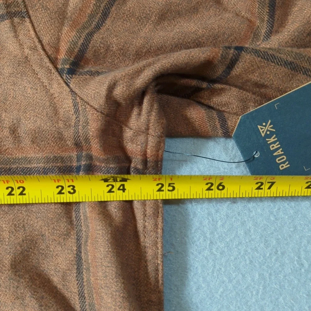 Roark Nordsman Light Flannel Shirt Mens XL Rust Plaid Organic Cotton Blend NWT - Picture 7 of 8